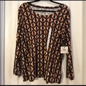 Rafaella long sleeve top Black & Brown pat…